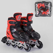 Ролики 40082-S Best Roller / размер 30-33 / цвет - КРАСНЫЙ (6) колеса PVC, ПЕРЕДНЕЕ КОЛЕСО СВЕТ, стелька – 17-19.5 см, d колес - 6.5 см, в сумке
