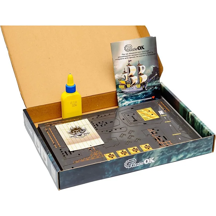 Деревянный 3D конструктор "Пиратский корабль" Puz-00928 р.34*27*9см PuzzleOk (Дер6228)