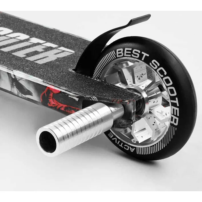 Самокат трюковый Best Scooter BS-77101 (4) HIC-система, ПЕГИ, алюминиевый диск и дека с ПРИНТОМ, колёса PU, d=110мм, ширина руля - 60 см, в коробке