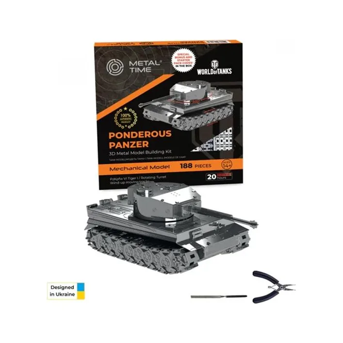 Колекційна модель-конструктор Metal Time Ponderous Panzer Heavy Tank Важкий танк Тигр (MT020)
