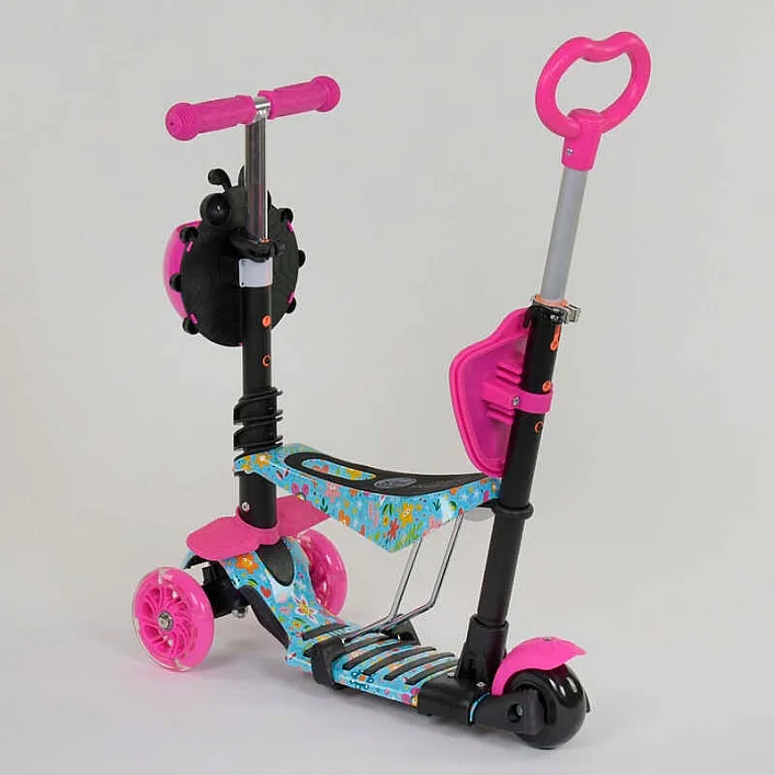 Самокат 5в1 26901 (1) Best Scooter, АБСТРАКЦИЯ, PU колеса, ПОДСВЕТКА КОЛЕС, в коробке