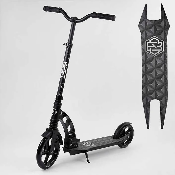 Самокат двухколесный "Best Scooter" 47351 (2) колеса PU, d переднего колеса - 230мм, d заднего колеса - 180мм, 1 амортизатор, в коробке