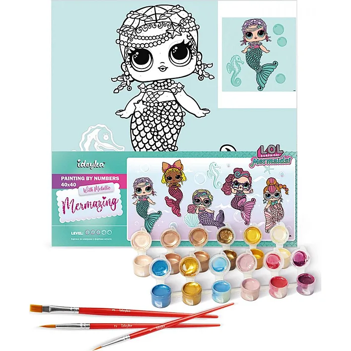 Набір для розпису по номерах для дітей "L.O.L. Surprise! L.O.L. Mermaids Merbaby" 40х40 см. KHO6262 (Нас5259)