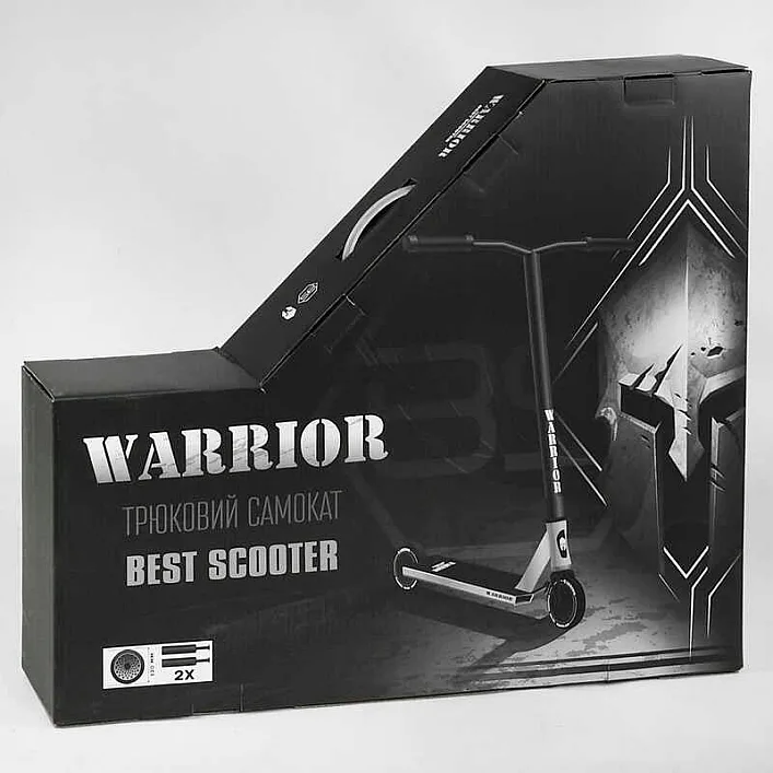Самокат трюковый Т-60738 Best Scooter (4) "Warrior", HIC-система, ПЕГИ, алюминиевый диск и дека, колёса PU, d=120мм, ширина руля 58 см