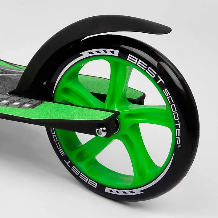 Самокат двухколесный Best Scooter 52266 (4) колеса PU - переднее 23 см, заднее - 20 см, 1 амортизатор, широкий руль, зажим руля, в коробке