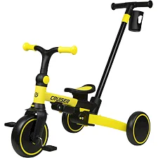 Трехколесный биговел 3 в 1 Maraton Tri-cycle Cruiser Milano 001 yellow с родительской ручкой
