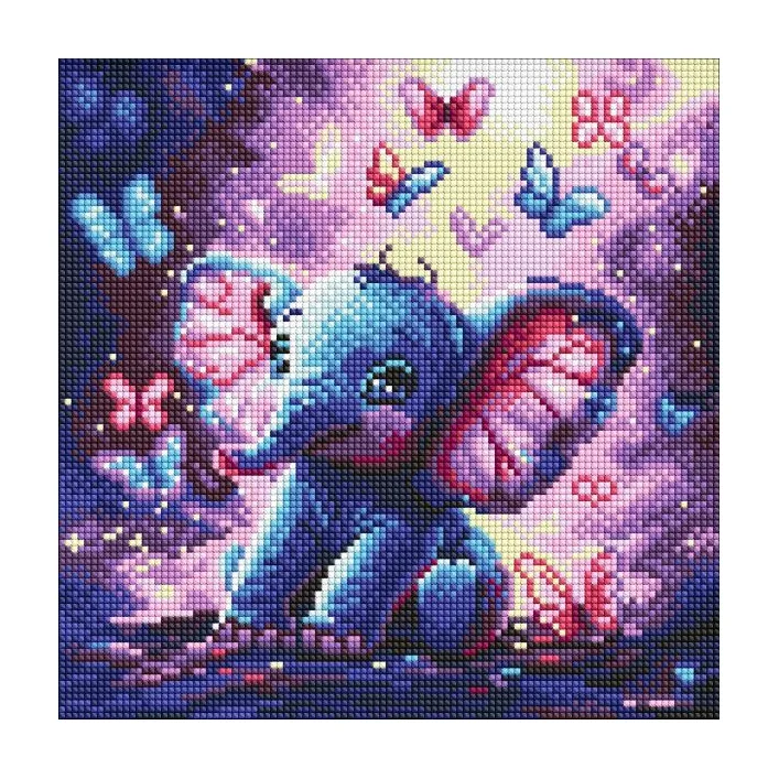 Алмазна мозаїка - "Безтурботний слоник" ©art_selena_ua, 30х30см
