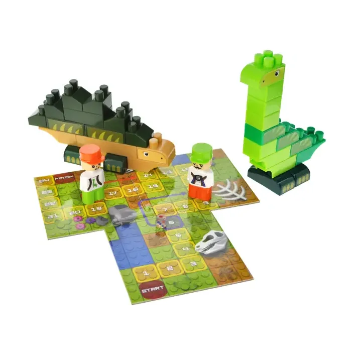 Конструктор "Block&Steps: Земля динозавров" + ходилка и мемори игра 3в1, 41дет. QB300-101 qbee (Кон7631)