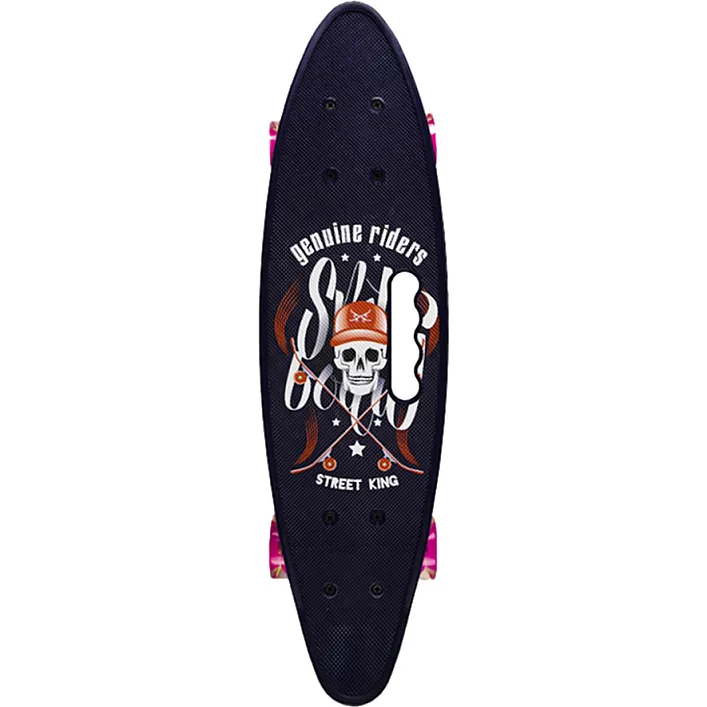 Пенни борд "Skull" 24" Bambi SC20520 с ручкой, PU колеса со светом
