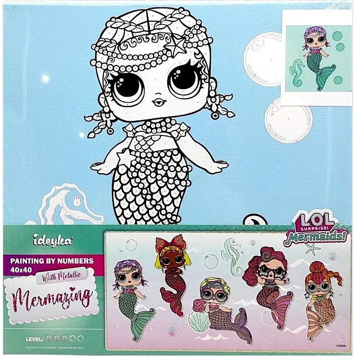 Набір для розпису по номерах для дітей "L.O.L. Surprise! L.O.L. Mermaids Merbaby" 40х40 см. KHO6262 (Нас5259)