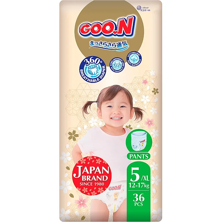Трусики-подгузники Goo.N Premium Soft (размер 5(XL), 12-17 кг, 36 шт)