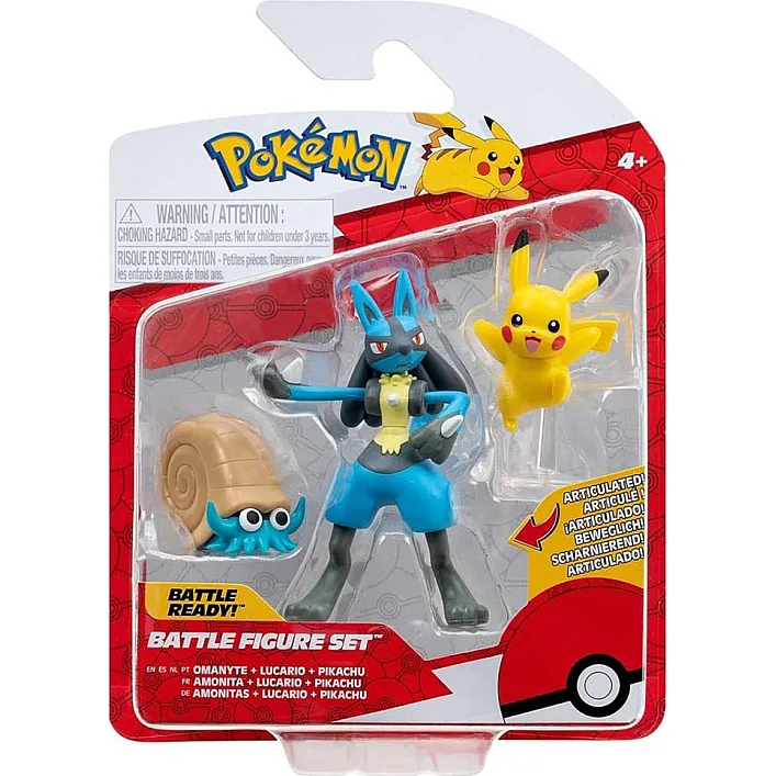 Набор игровых фигурок Pokemon W17 - Оманайт, Пикачу, Лукарио