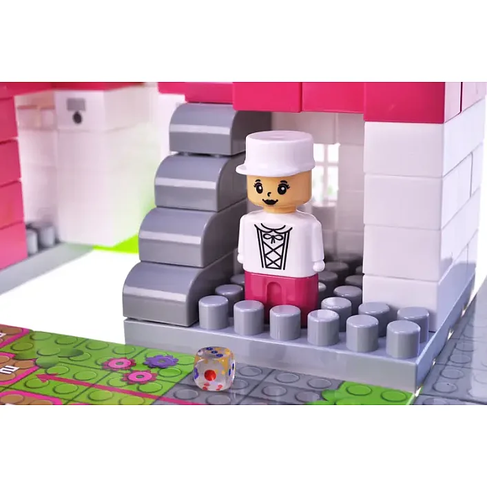 Конструктор "Block&Steps: Розовая Вилла" + ходилка и мемори игра 3в1, 124дет. QB300-206 qbee (Кон3296)
