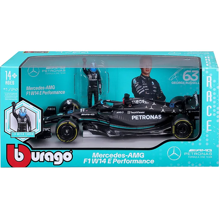 Автомодель з фігуркою - MERCEDES-AMG F1 W14 E PERFORMANCE (1:24)