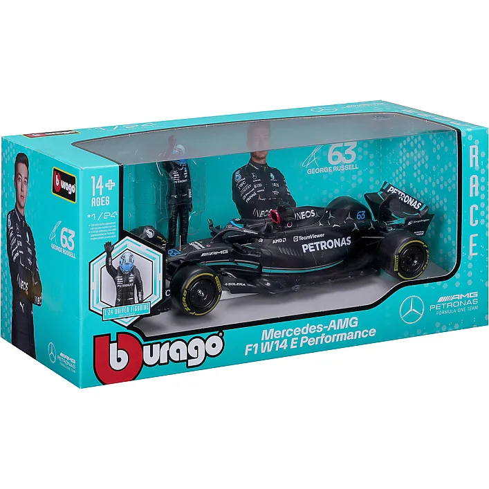 Автомодель з фігуркою - MERCEDES-AMG F1 W14 E PERFORMANCE (1:24)