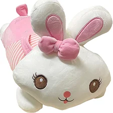 Дитяча м'яка іграшка "Зайка" L1122(Pink) іграшка з пледом, розмір 60 см