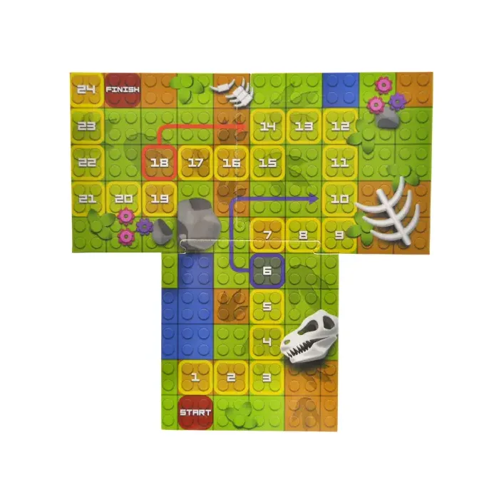Конструктор "Block&Steps: Земля динозавров" + ходилка и мемори игра 3в1, 41дет. QB300-101 qbee (Кон7631)