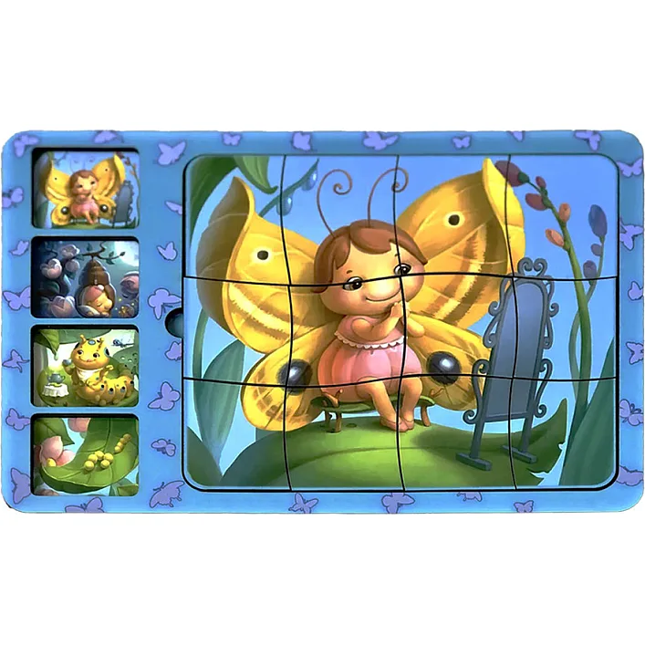 Деревянная настольная игра "Этапы развития бабочки" Ubumblebees (ПСФ017) PSF017 сортер-пазл