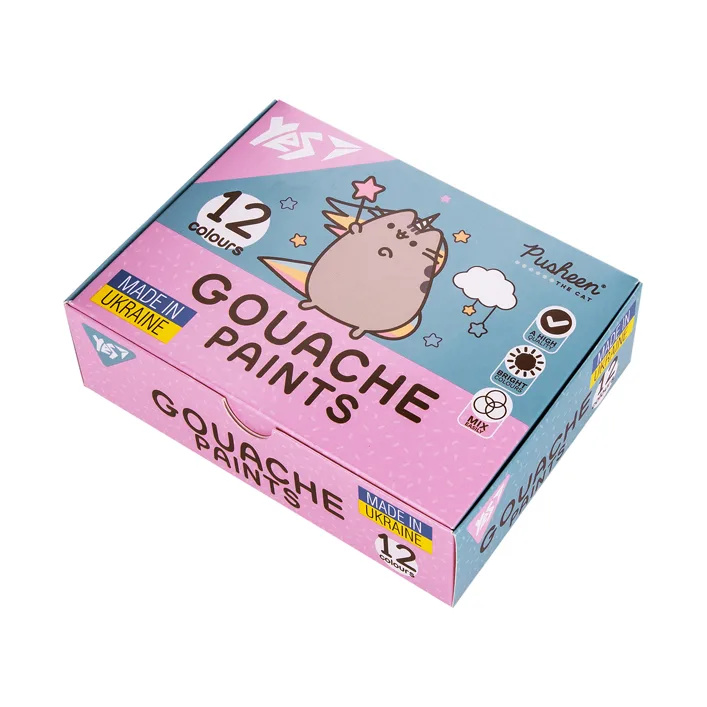 Краски гуашевые Yes Pusheen 12 цв. 20 мл 230402 (Кнц7236)