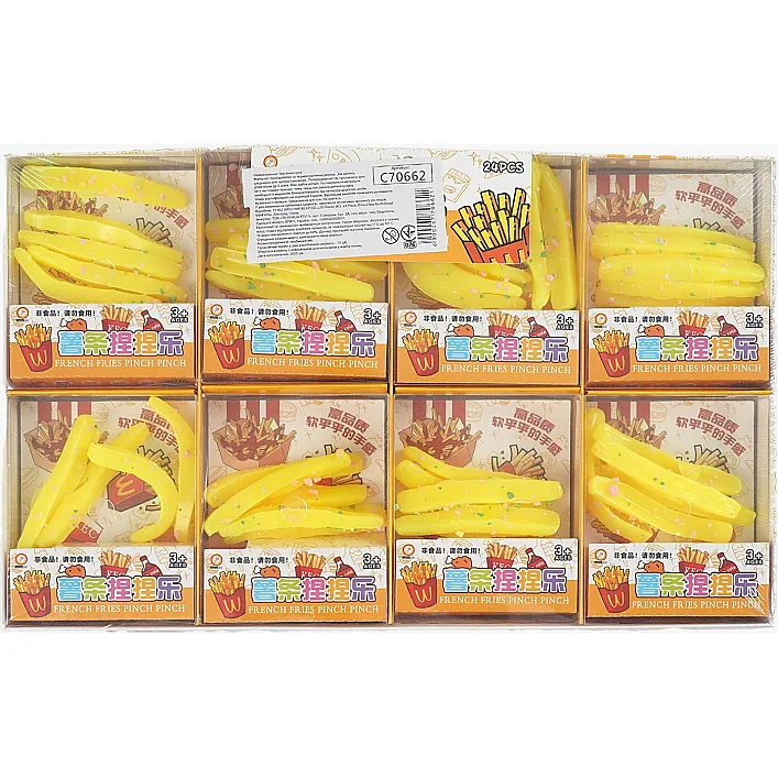 Игра антистресс C 70662 (40) ЦЕНА ЗА 24 ШТУКИ В БЛОКЕ, "Картофель фри", зелень, в коробке