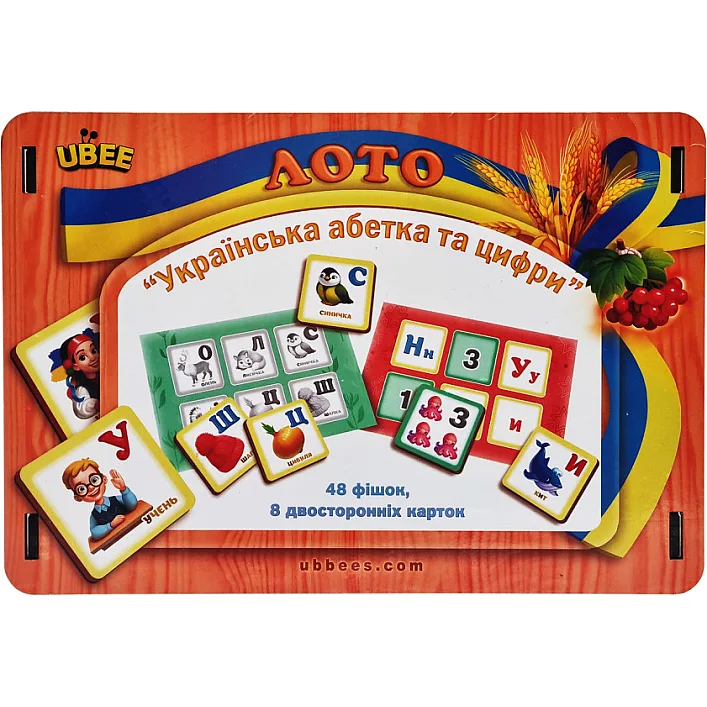 Настольная игра Лото "Азбука и цифры" (ПСД250) PSD250, 48 фишек