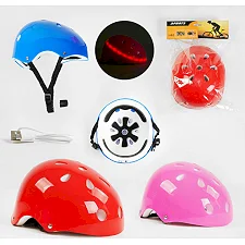 Шлем C 60075 (40) 3 цвета, подсветка, несколько режимов, usb-проволока, окружность - 54 см, в пакете, ВЫДАЕТСЯ ТОЛЬКО МИКС ВИДОВ