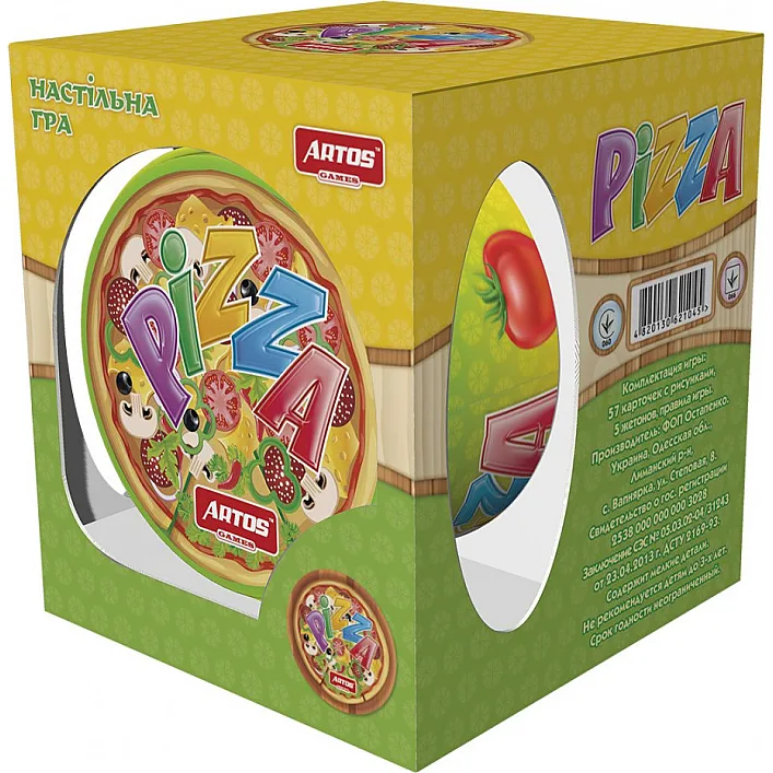 Настольная игра "Пицца" 1045, 70 круглых карточек