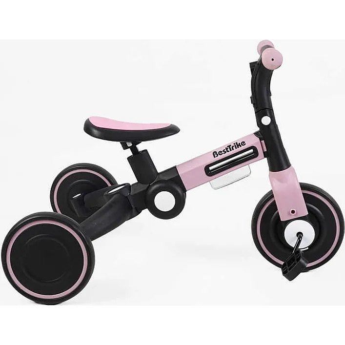 Велосипед 3-х колесный BS-11402 "Best Trike" (1) колеса EVA переднее 8', заднее 6', нейлоновая рама, трансформируется в велобег, подсветка, в коробке