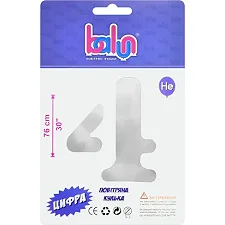 Фольгированный шарик цифра "4" серебряный Balun 30" 76 см 02384 1 шт (Дер4640)