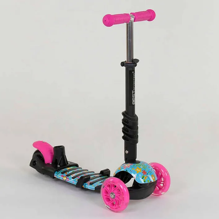 Самокат 5в1 26901 (1) Best Scooter, АБСТРАКЦИЯ, PU колеса, ПОДСВЕТКА КОЛЕС, в коробке