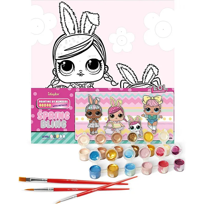 Набір для розпису по номерах для дітей "L.O.L. Surprise! Spring Bling Hops with Kittea" 40х40 см IDEYKA (Нас8674)