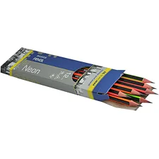 Карандаш графитовый BUROMAX NEON LINE НВ с резинкой ассорти 12 шт (Кнц7610)