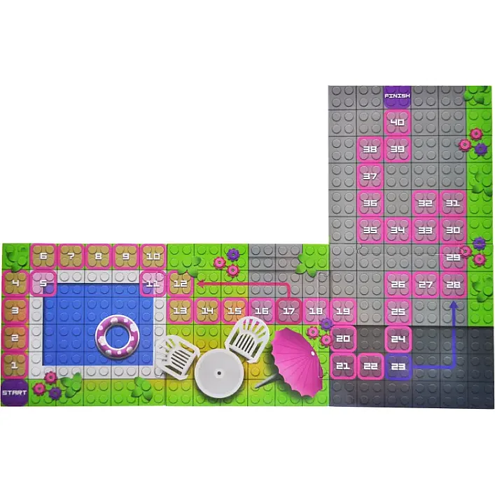 Конструктор "Block&Steps: Розовая Вилла" + ходилка и мемори игра 3в1, 124дет. QB300-206 qbee (Кон3296)