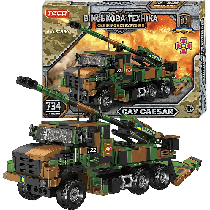 Конструктор 34360 (18) "Teko", 734 детали, САУ "CAESAR", в коробке