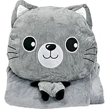 Дитяча м'яка іграшка "Кішечка" L1128(Grey) іграшка з пледом, розмір 40 см