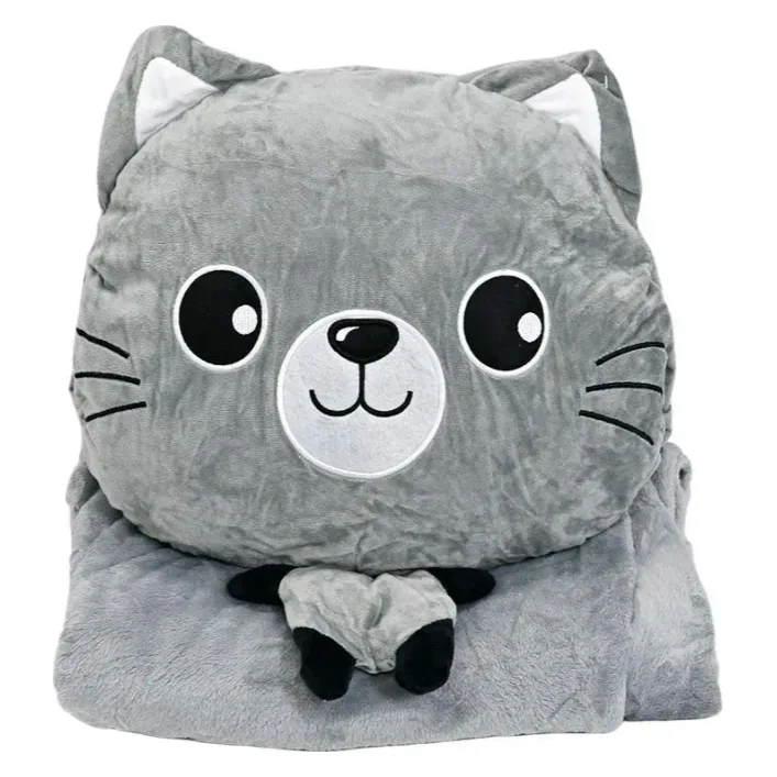 Детская мягкая игрушка "Кошечка" L1128(Grey) игрушка с пледом, размер 40 см