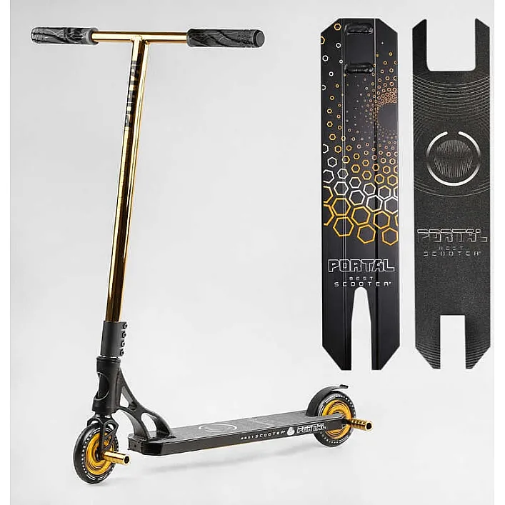 Самокат трюковый PL-91977 Best Scooter (4) "Portal" HIC-система, ПЕГИ, алюминиевый диск и дека, колёса PU, d=120мм, ширина руля 58 см