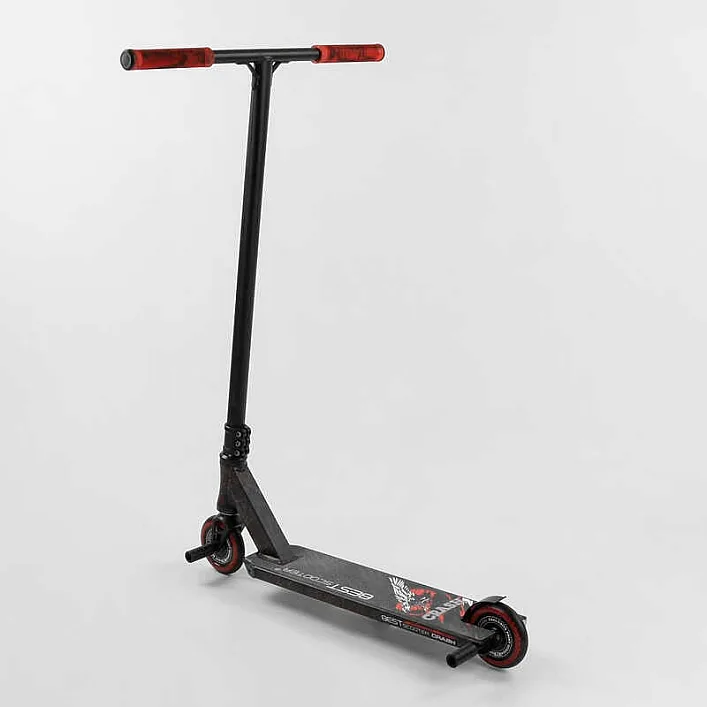 Самокат трюковый 67839 Best Scooter (4) "CRASH" HIC-система, ПЕГИ, алюминиевый диск и дека, колёса 110мм PU, ширина руля - 57 см, в коробке