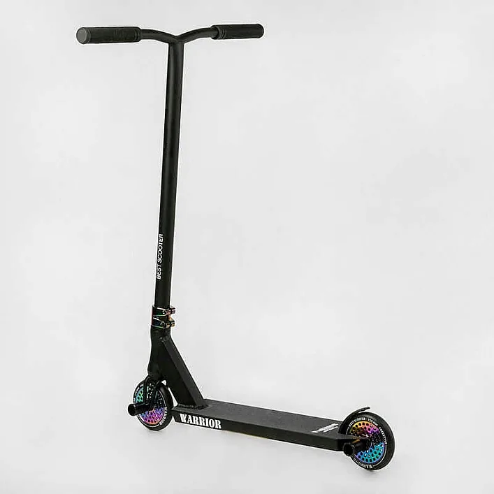 Самокат трюковый Т-60738 Best Scooter (4) "Warrior", HIC-система, ПЕГИ, алюминиевый диск и дека, колёса PU, d=120мм, ширина руля 58 см