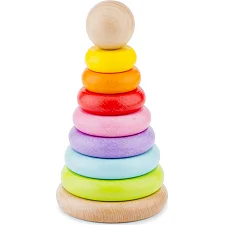 Дитяча пірамідка, дерев'яна Веселка, New Classic Toys, 10501 від 12м +