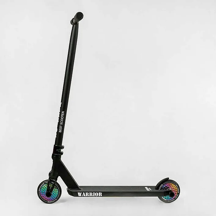 Самокат трюковый Т-60738 Best Scooter (4) "Warrior", HIC-система, ПЕГИ, алюминиевый диск и дека, колёса PU, d=120мм, ширина руля 58 см