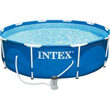 Бассейн каркасный INTEX Metal Frame Pool круглый (6+лет) с фильтром-насосом, в кор. 28202, р. 305*76 см. (Рез6941)