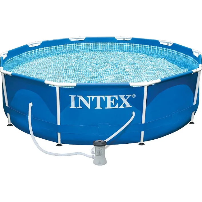 Бассейн каркасный INTEX Metal Frame Pool круглый (6+лет) с фильтром-насосом, в кор. 28202, р. 305*76 см. (Рез6941)