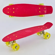 Скейт Пенни борд 0220 (8) Best Board, КРАСНЫЙ, доска=55см, колёса PU со светом, диаметр 6см
