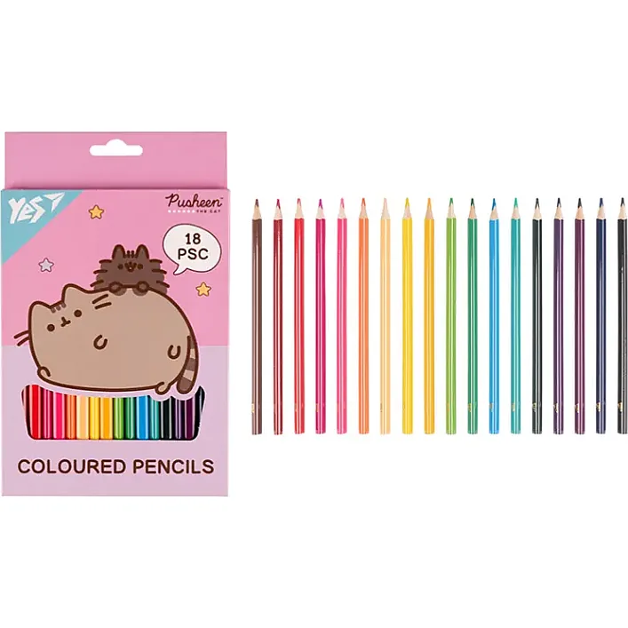 Карандаши цветные Yes 18 цветов Pusheen розовый 290733 (Кнц2906)