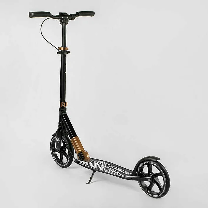 Самокат алюминиевый "Best Scooter" 14268 (2) колеса PU, ФАРА, зажим руля, d передних колес - 230мм, d задних колес 200мм, 1 амортизатор передний