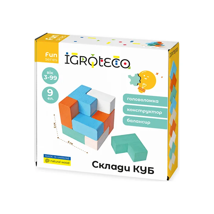Головоломка-конструктор-балансир "Состави КУБ" 9 дет. 900170 IGROTECO (ДЕР1477)