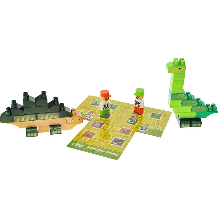 Конструктор "Block&Steps: Земля динозавров" + ходилка и мемори игра 3в1, 41дет. QB300-101 qbee (Кон7631)