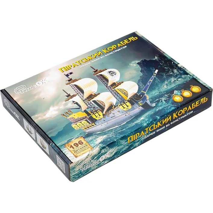 Деревянный 3D конструктор "Пиратский корабль" Puz-00928 р.34*27*9см PuzzleOk (Дер6228)