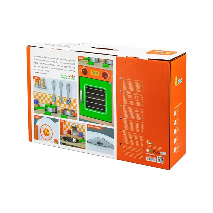 Детская кухня Viga Toys из дерева с посудой (50957FSC)